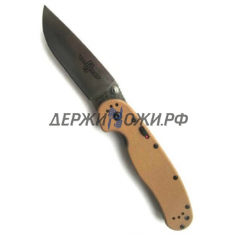 Нож RAT-1A Assisted Satin BladeTan G10 Handle Ontario складной полуавтоматический ONT/8870TN