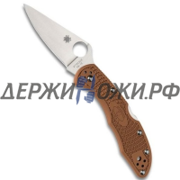 Нож Delica Flat Ground Brown Spyderco складной 11FPBN