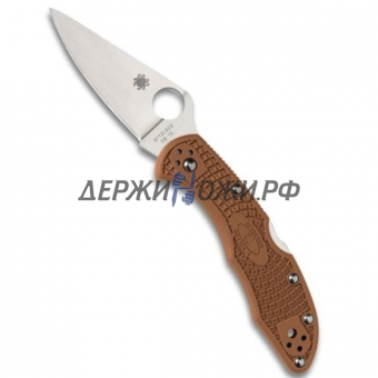Нож Delica Flat Ground Brown Spyderco складной 11FPBN