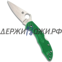 Нож Delica Flat Ground Green Spyderco складной 11FPGR